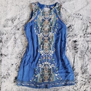 Urban Outfitters Ecote Blue Printed Sleeveless Shift Dress, M